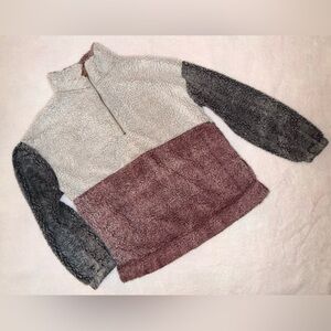 BKE Multicolor Sherpa Turtleneck Sweater Oversized M